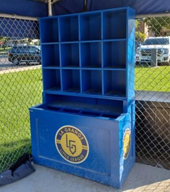 Dugout storage unit with logo