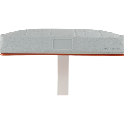 Side view of the hollywood quick release base and anchor. Orange and white. 