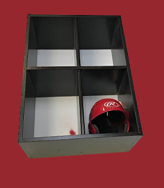 4 helmet cubby dugout storage rack