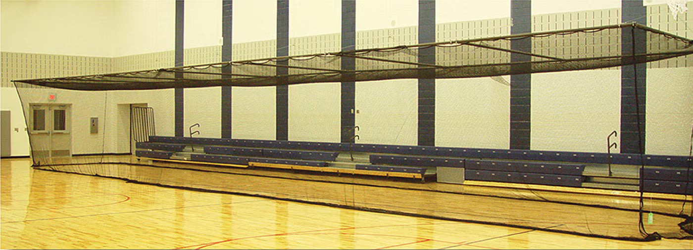 ProCage™ Indoor Tunnel Electric Winch System - 55’ x 12’ in gymnasium 