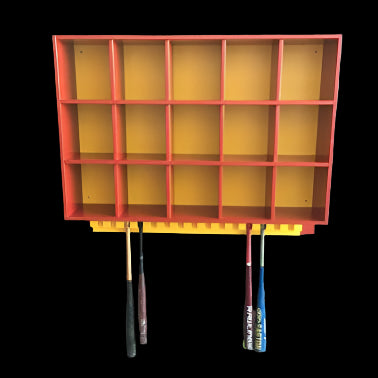 Dugout helmet rack bat rack unit
