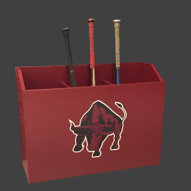 Kodiak bat storage box with a team logo on the front. 3 bat compartments