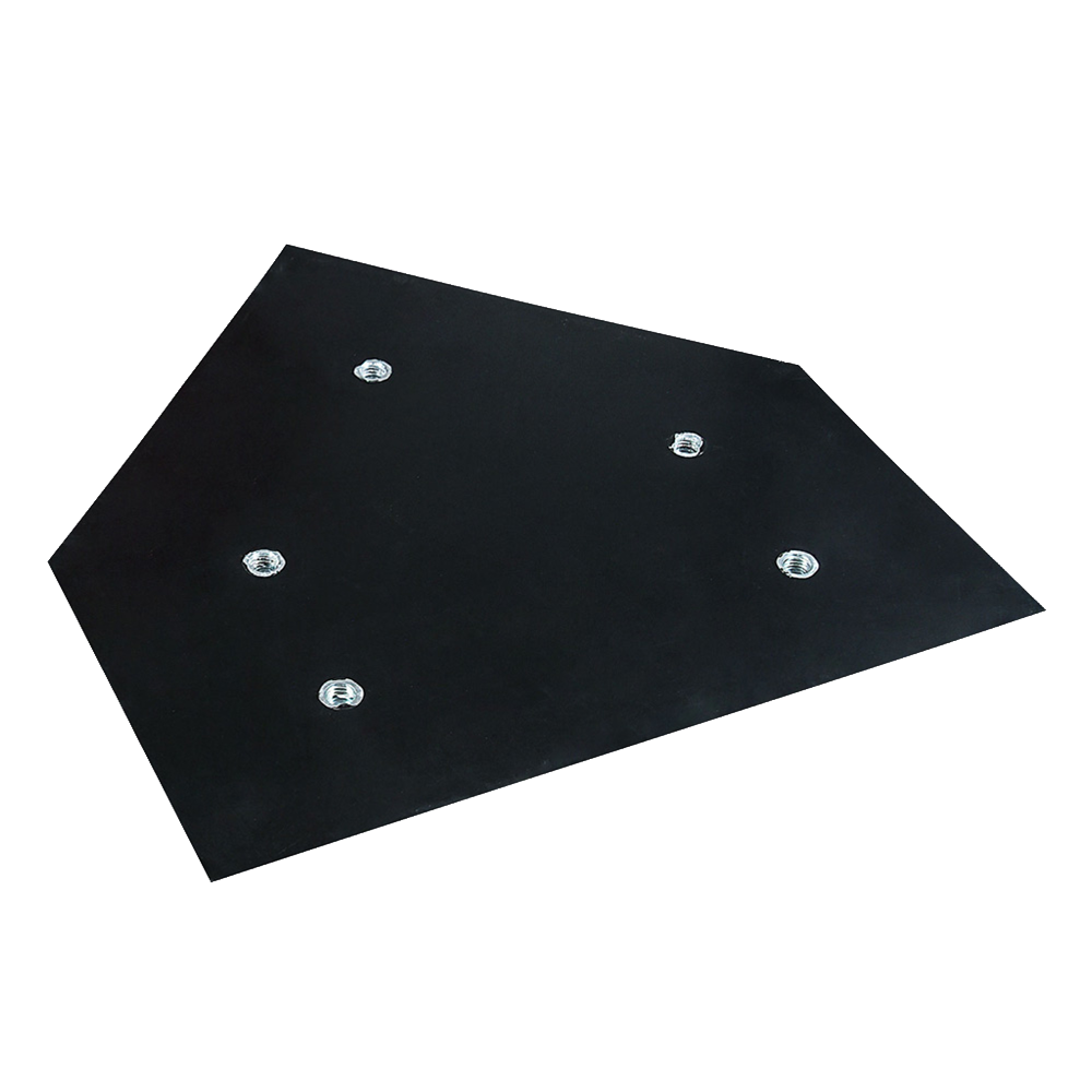 Bottom of Champro 5 spike home plate black showing the threads. 