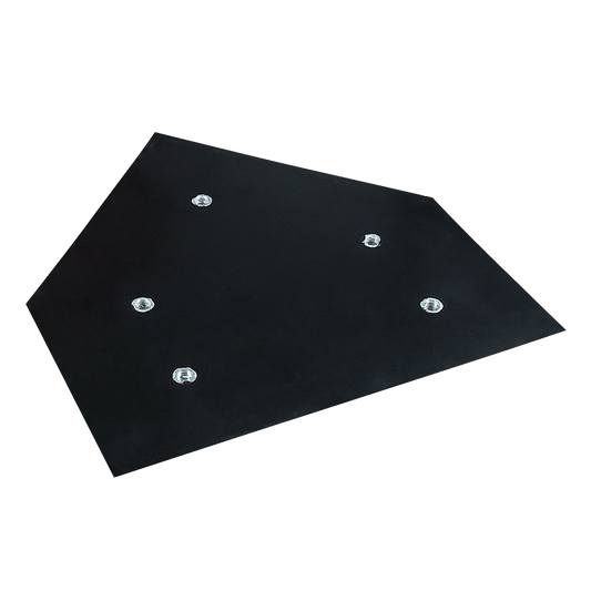 Bottom of Champro 5 spike home plate black showing the threads. 