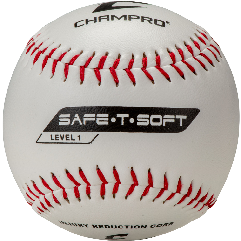 White Champro level 1 safe t soft baseball with injury reduction core text at bottom. 