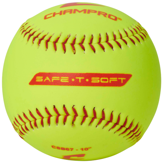 Champro Safe T Soft 10" CSB67 yellow with red seams. 
