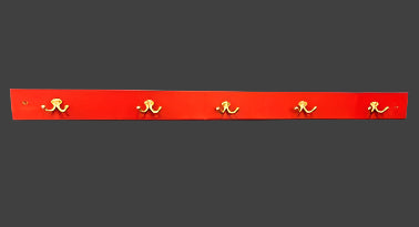 dugout coat hook strip with multiple hooks, mounts on a wall