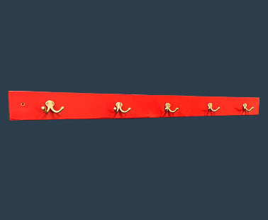 dugout coat hook strip with multiple hooks, mounts on a wall