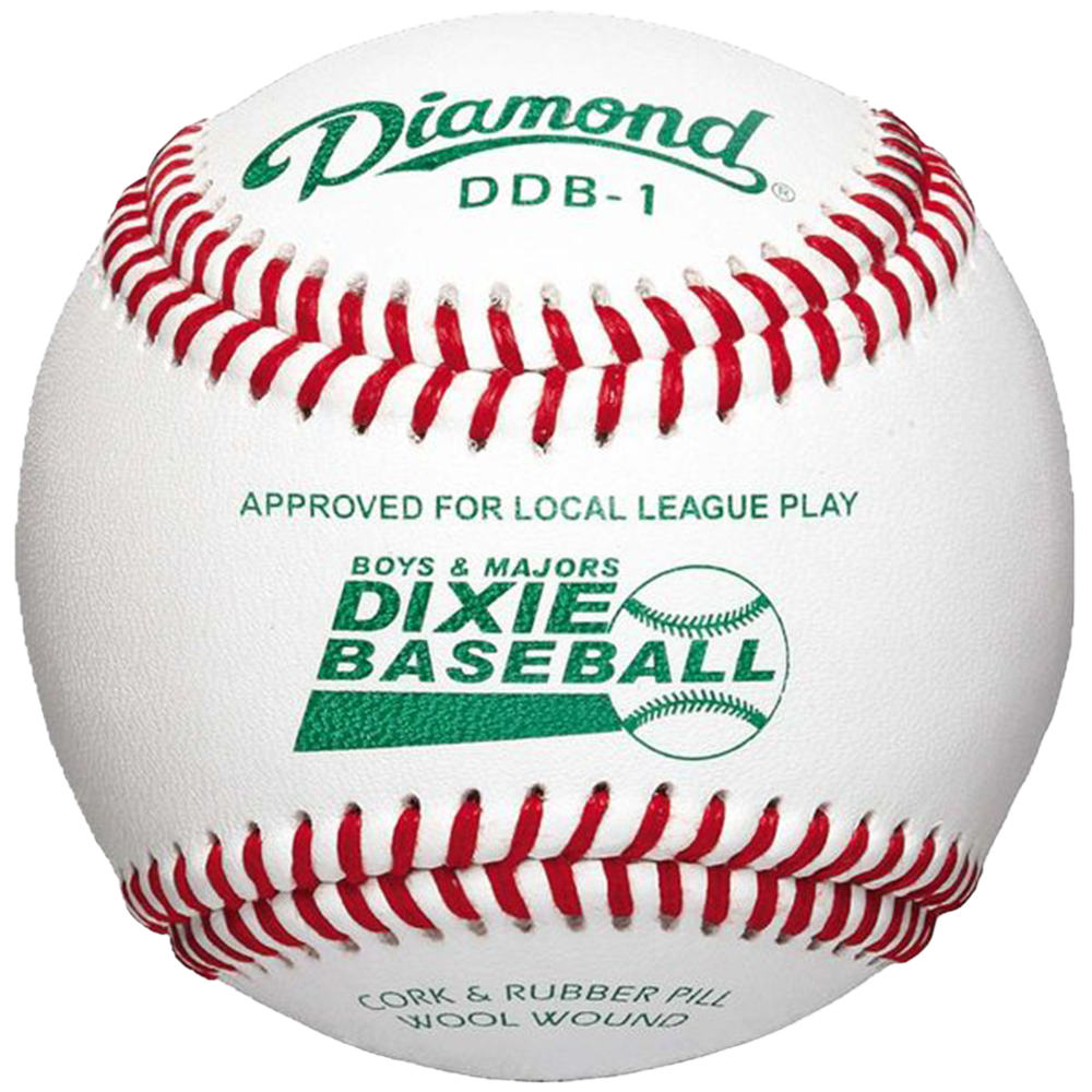 Baseball with 'Diamond' and 'Dixie Baseball' branding.