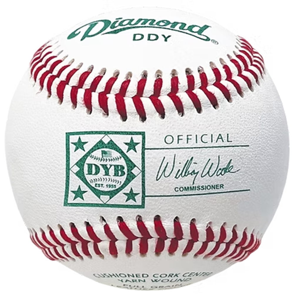 Dixie Youth Tournament Grade Baseball with diamond branding and DYB branding. 