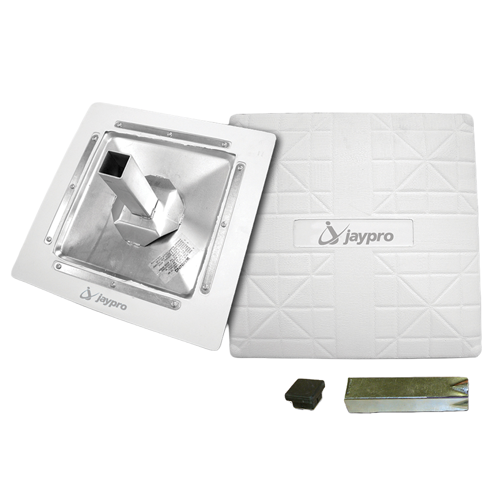 White Jaypro base front and back. Silver anchor and black cap. 
