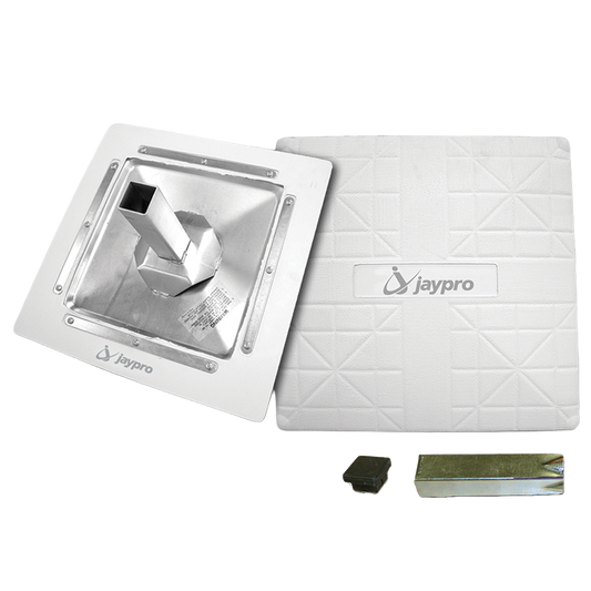 White Jaypro base front and back. Silver anchor and black cap. 
