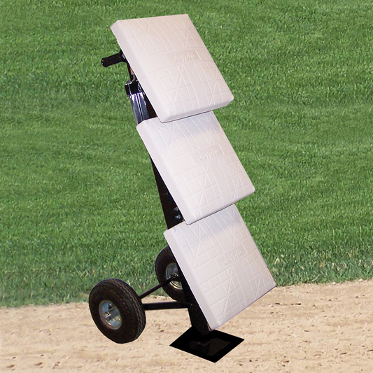 Black Jaypro Professional caddy with three bases on a baseball field. 