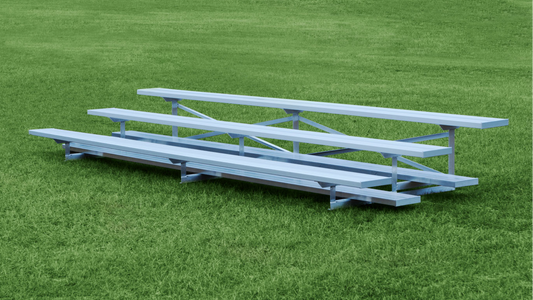 Low Rise Dura-Lite Welded Portable Bleachers 3 rows on Grass Background