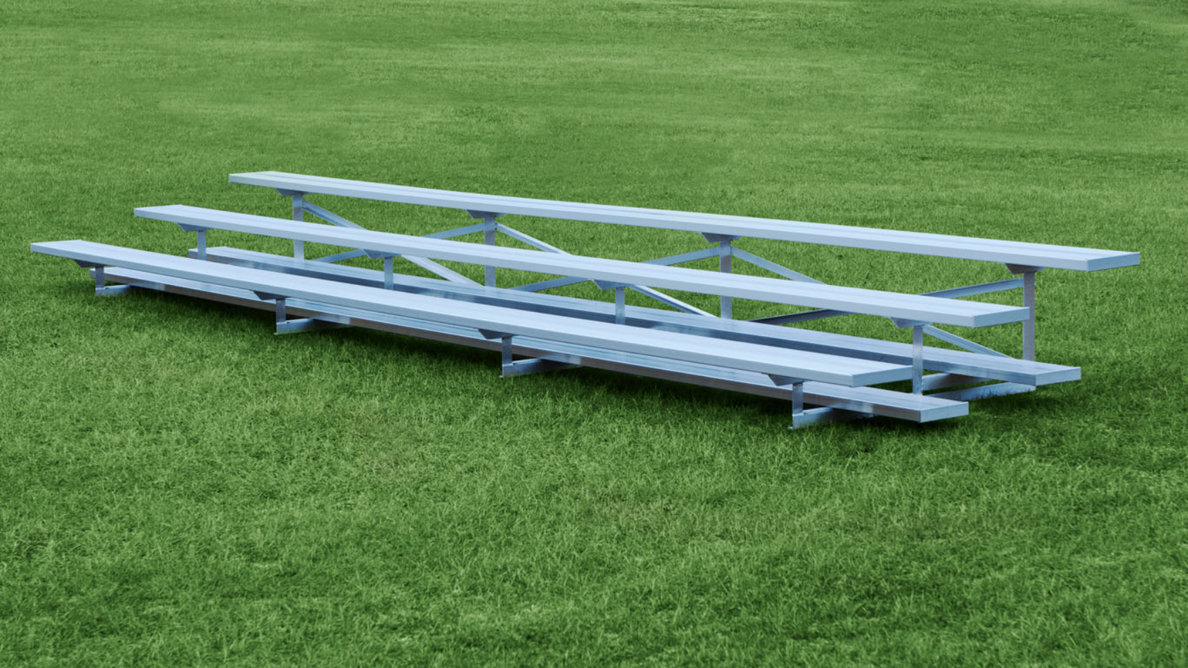 Low Rise Dura-Lite Welded Portable Bleachers 3 rows variant on Grass Background