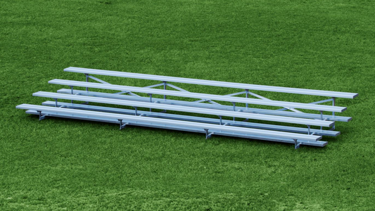 Low Rise Dura-Lite Welded Portable Bleachers 4 rows on Grass Background
