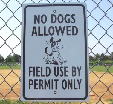 No Dogs Allowed Baseball Stadium Sign
