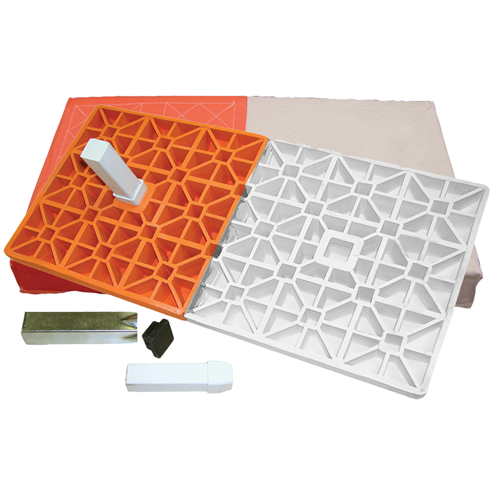 Orange and white double first base flex style with anchors and rubber plugs