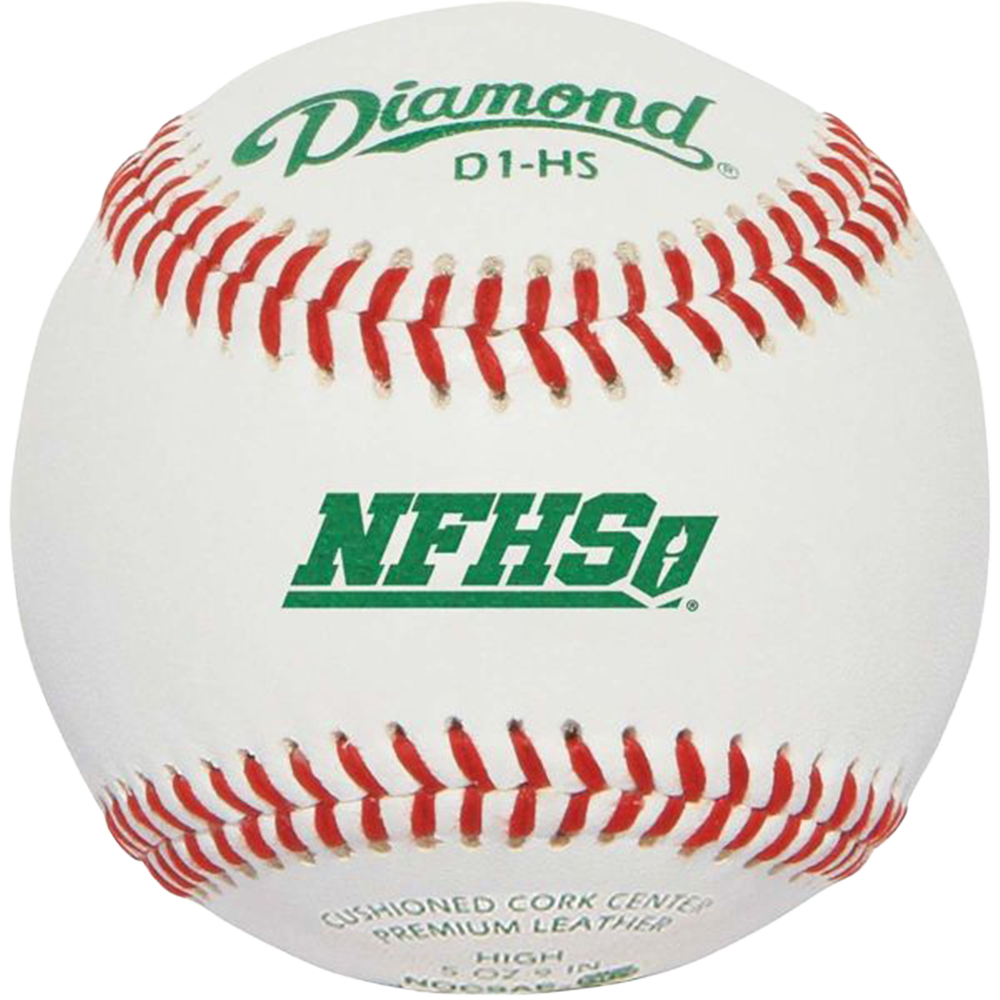 Baseball with Diamond D1-HS and NFHSU logos.