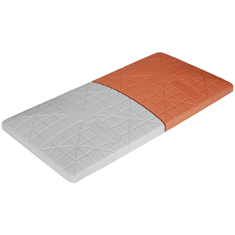 Two bases. One orange and one white from Champro