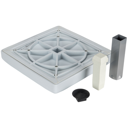 Dislodging base system with anchor and plug and cap