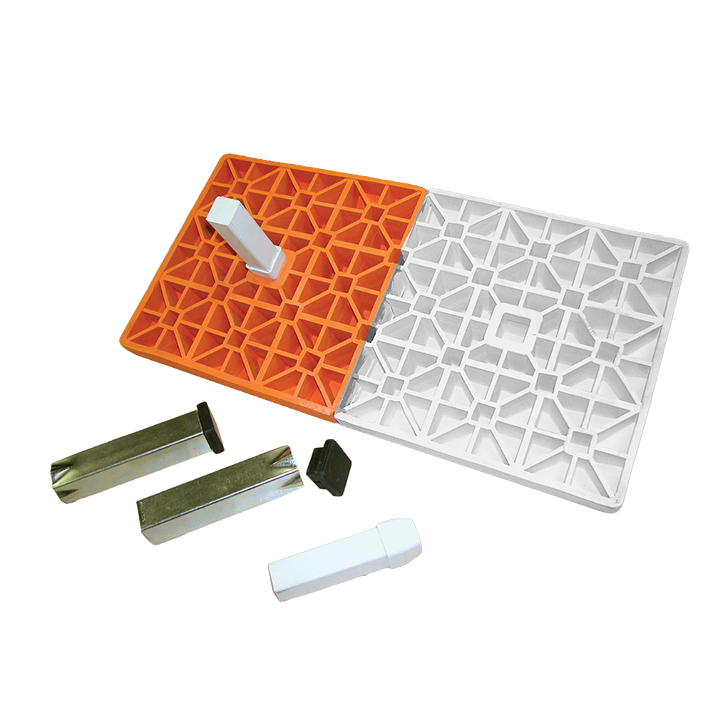 Orange and white double first base flex style with anchors and rubber plugs