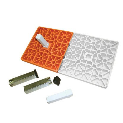Orange and white double first base flex style with anchors and rubber plugs