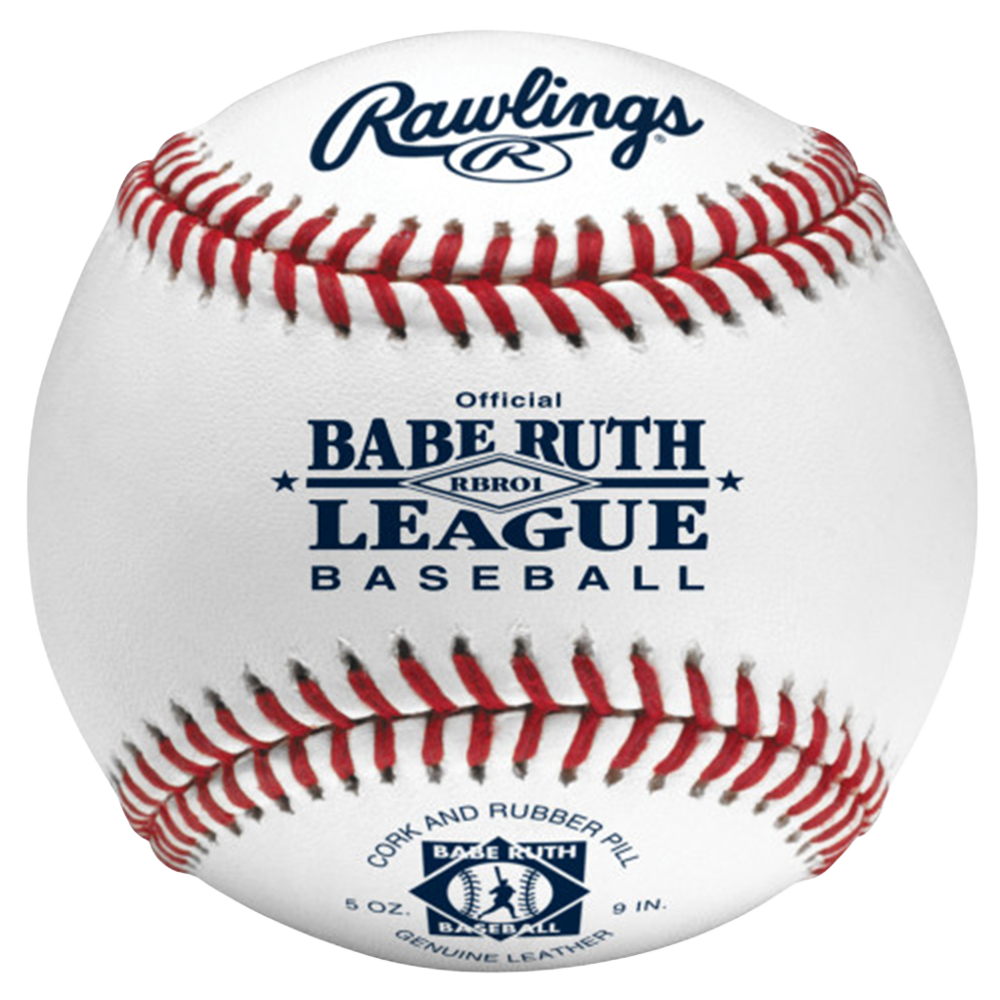 Baseball with Rawlings and Babe Ruth League branding 