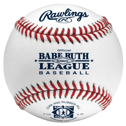 Baseball with Rawlings and Babe Ruth League branding 