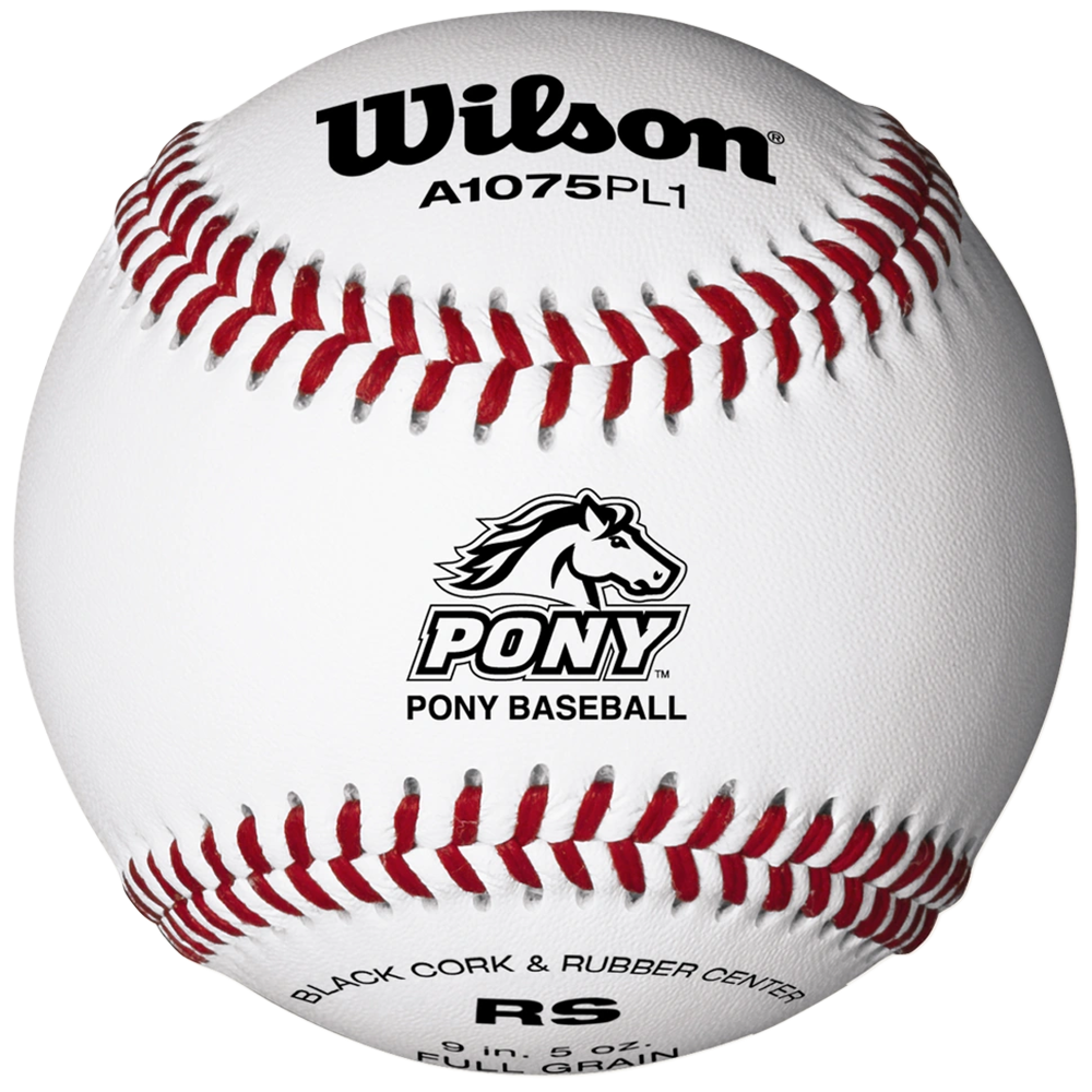 White Wilson Pony Baseball A1075PL1 with Black Cork and Rubber Center