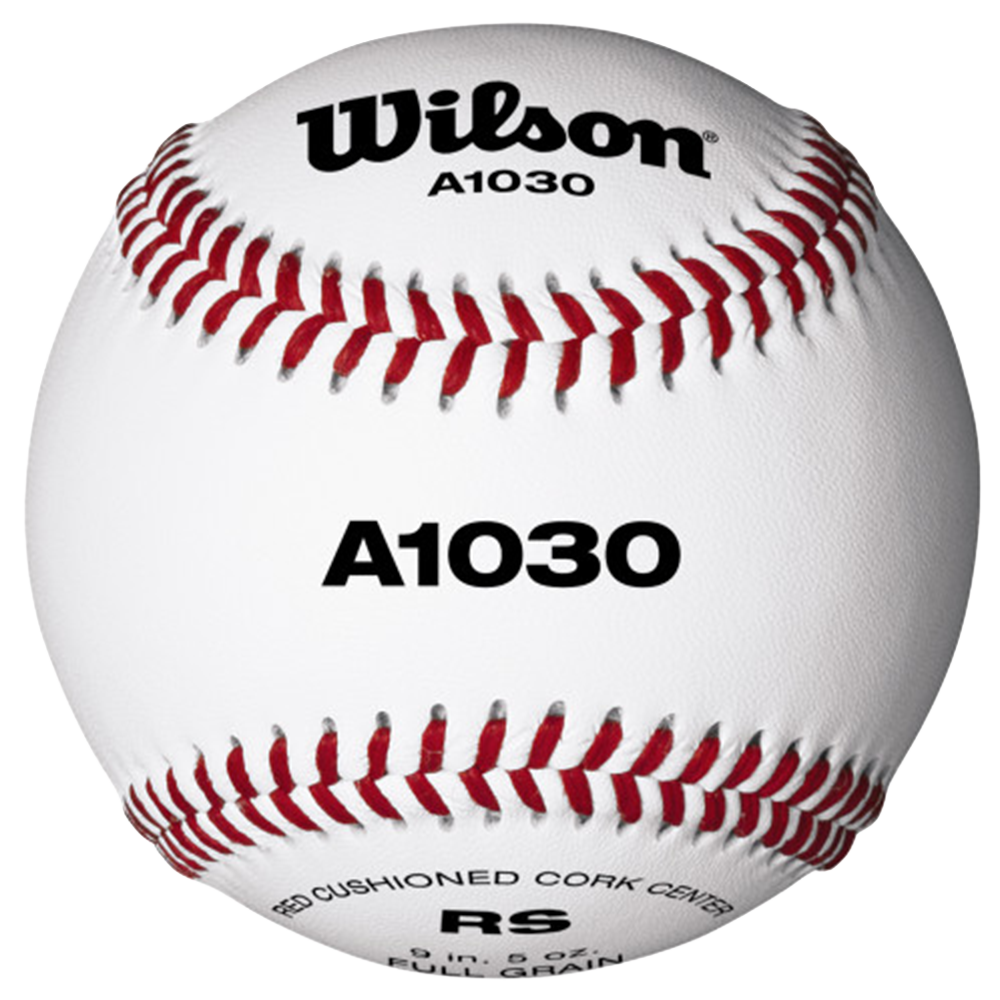 Wilson A1030 baseball. White with red stitches. 