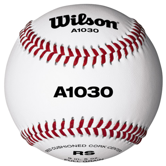 Wilson A1030 baseball. White with red stitches. 