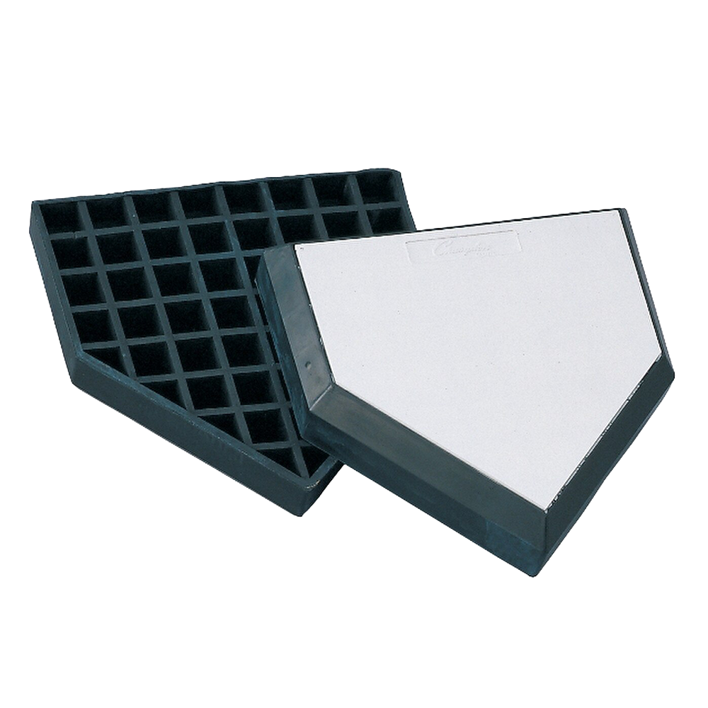 Top and bottom of the Trigon Waffle Bottom In-Ground Home Plate