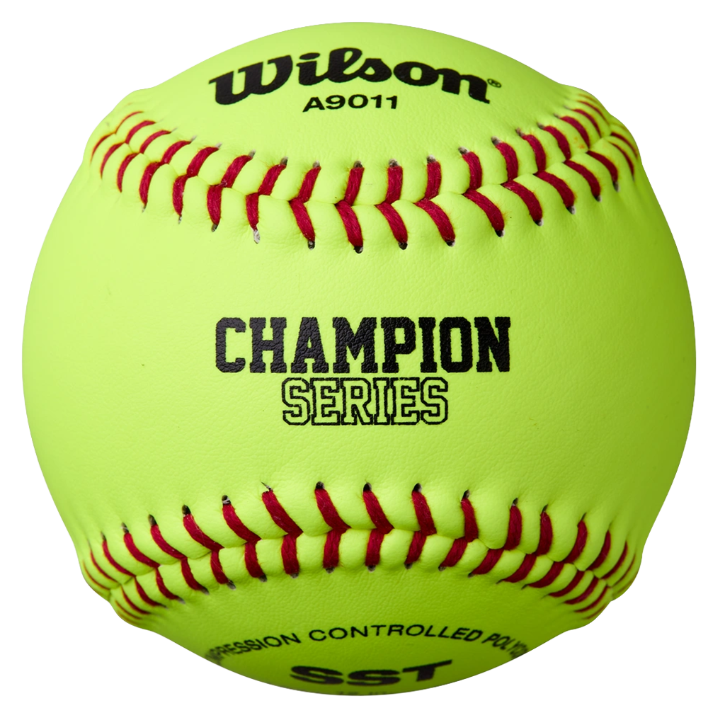 Wilson A9011 Softball Champion Series yellow with red seams. 
