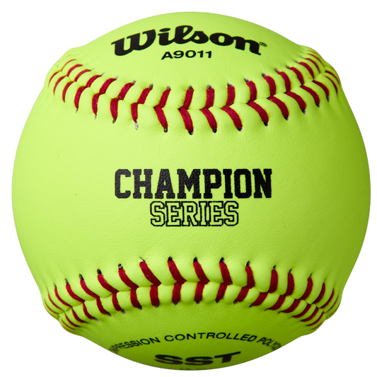 Wilson A9011 Softball Champion Series yellow with red seams. 